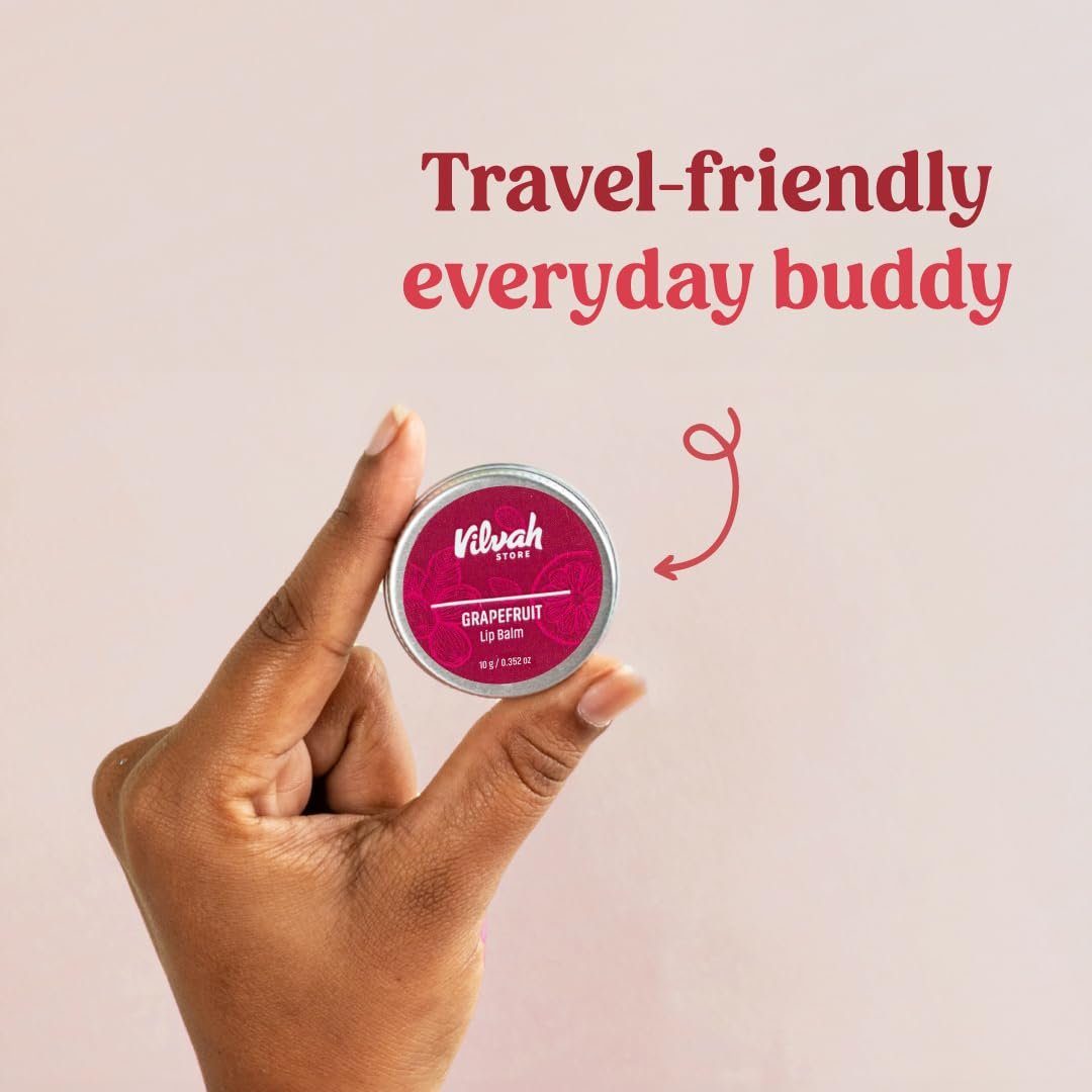 vilvah STORE Grapefruit Lip Balm | For Dry Damaged And Chapped Lips | Moisturizing Lip Balms | Enriched With Shea Butter, Unrefined Beeswax & Essential Oils | 10G (Multicolor ) - Image 4