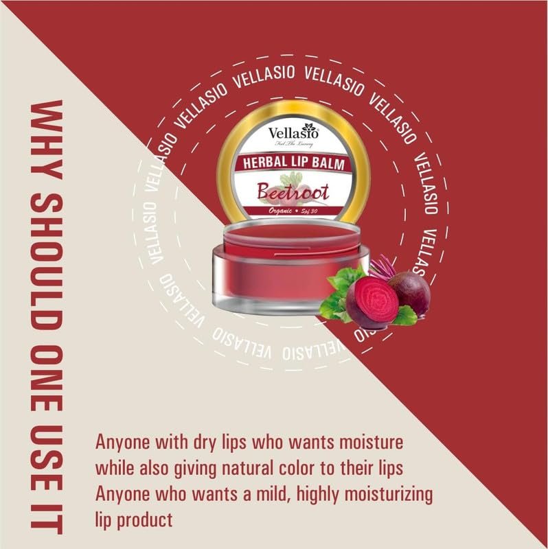 VELLASIO Beetroot Lip Balm For Dark Lips To Lighten With Spf 30, Shea Butter, And Vitamin E Lip Balm Best For Both Women And Men (15Gms), Red - Image 8
