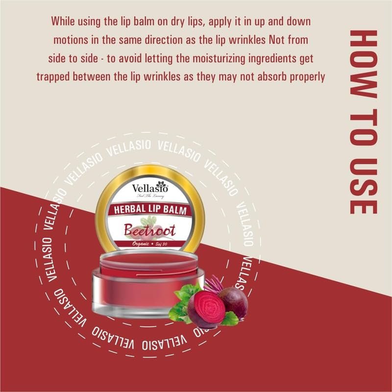 VELLASIO Beetroot Lip Balm For Dark Lips To Lighten With Spf 30, Shea Butter, And Vitamin E Lip Balm Best For Both Women And Men (15Gms), Red - Image 7