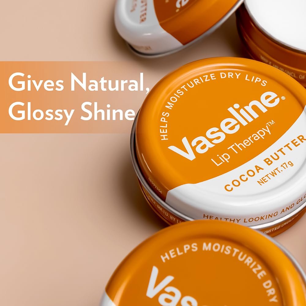 Vaseline Lip Tins Cocoa Butter, 17G|Infused With Cocoa Butter For Hydration & Glossy Shine, Transparent - Image 5