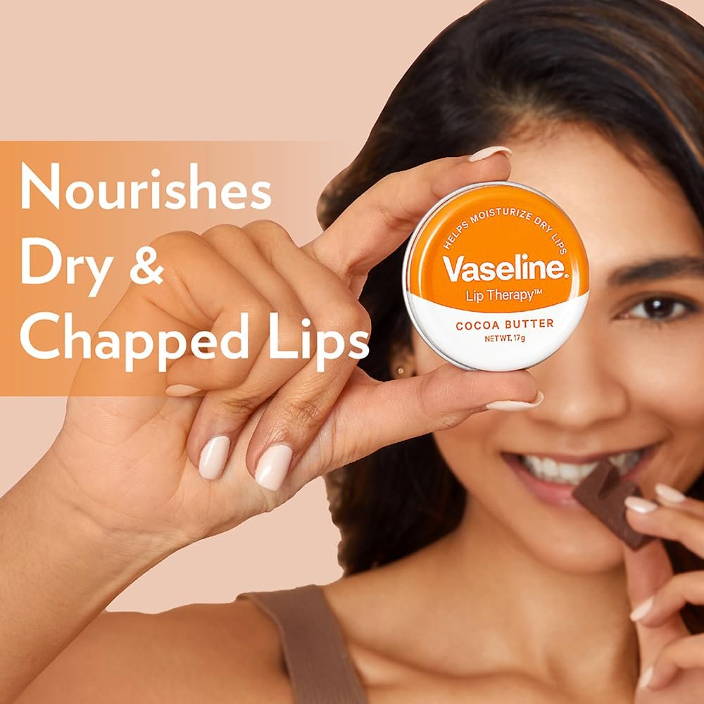 Vaseline Lip Tins Cocoa Butter, 17G|Infused With Cocoa Butter For Hydration & Glossy Shine, Transparent - Image 4