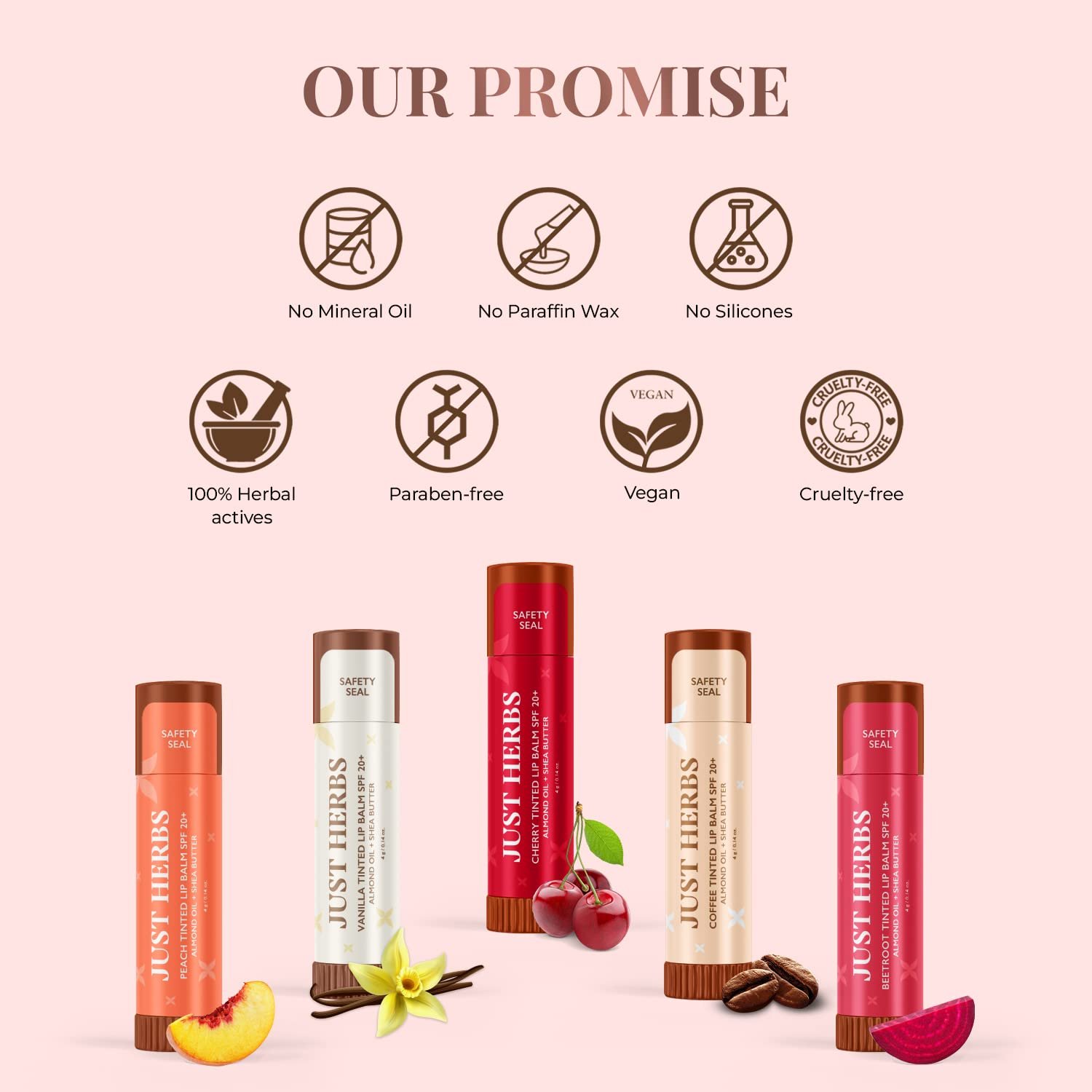 Just Herbs Tinted Lip Balm for Men and Women with SPF 20+ for Dark Lips to Lighten 4 g - Image 9