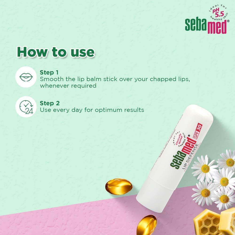 Sebamed Lip Defense Lip balm with SPF 30 + Vit E | Regenerates dry, chapped lips quickly & effectively | Intensive care with Vit E, Jojoba Oil & Chamomile |Dermatologically & clinically tested | For Men & Women | Free from Mineral Oil, Parabens l 4.8 gm - Image 7
