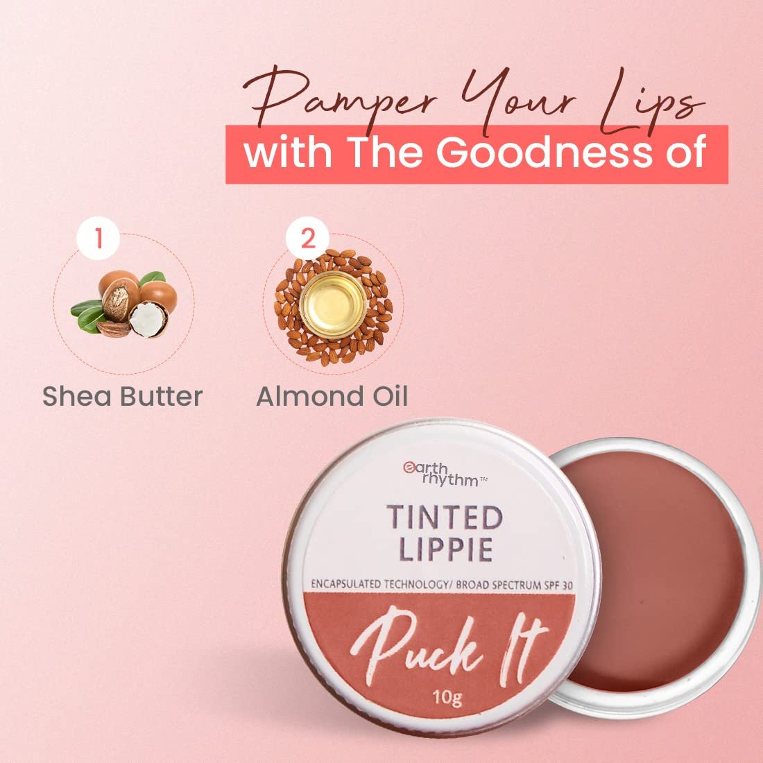 Earth Rhythm Tinted Lip Balm & Cheek Tint with SPF30 - Ahoy There, Nourishes & Hydrates Dry Chapped Lips, Provides UV Protection, with Shea Butter & Almond Oil, Chemical & Paraben free - 10 gm - Image 4