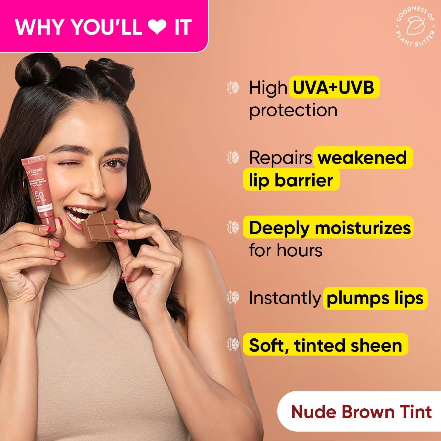 Dot & Key Ceramide & Peptide Barrier Repair Lip Balm Spf 50, Pa+++|Warm Nude, Normal Skin Type|Uva/Uvb Lip Protection|Soft Tinted Lip Moisturizer|Boosts Collagen & Instantly Plumps Lip|Lip Balm|10Gm - Image 3