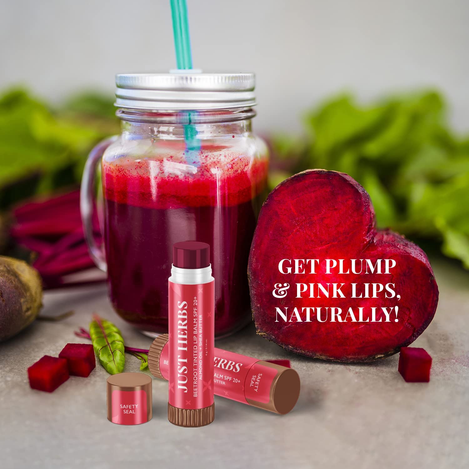 Just Herbs Tinted Lip Balm for Men and Women with SPF 20+ for Dark Lips to Lighten 4 g - Image 3