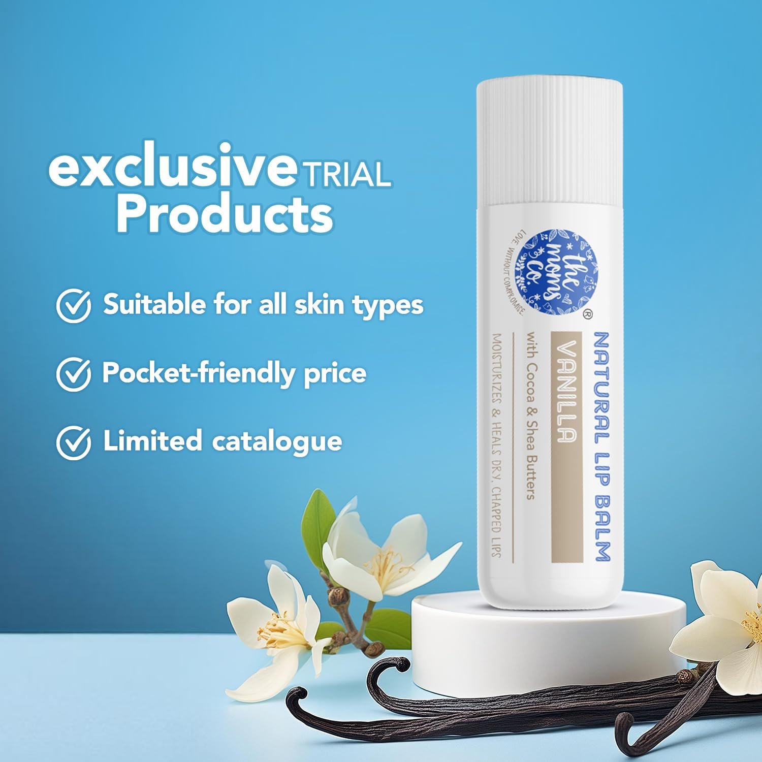 The Moms Co. Natural Lip Balm I Non Sticky I Protects & Nourishes Dry Chapped Lips I Shea & Cocoa Butter(5gm) (Vanilla) - Image 3