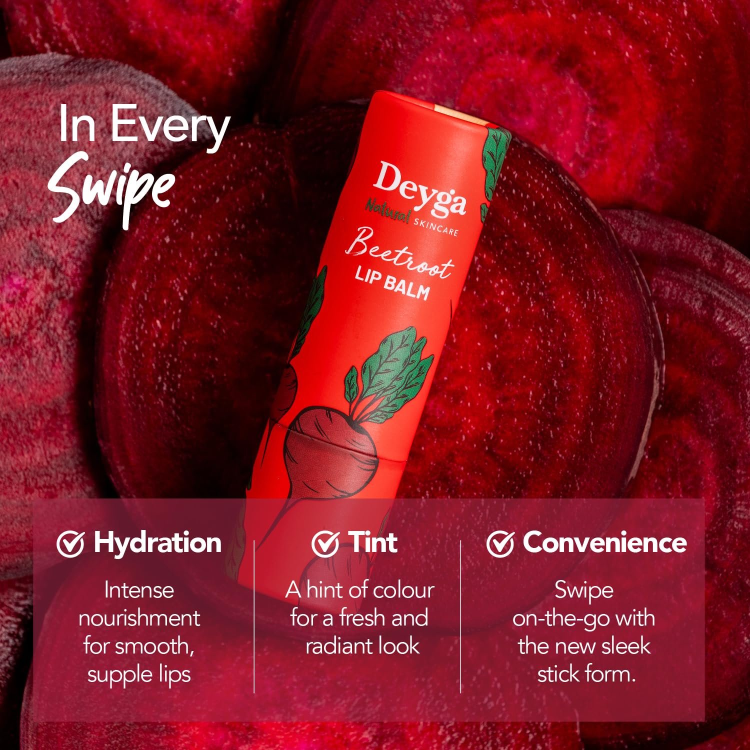 Deyga Beetroot Stick Lip Balm | Tinted Lip Care | For Dry & Chapped Lips | For Women & Men - Image 3