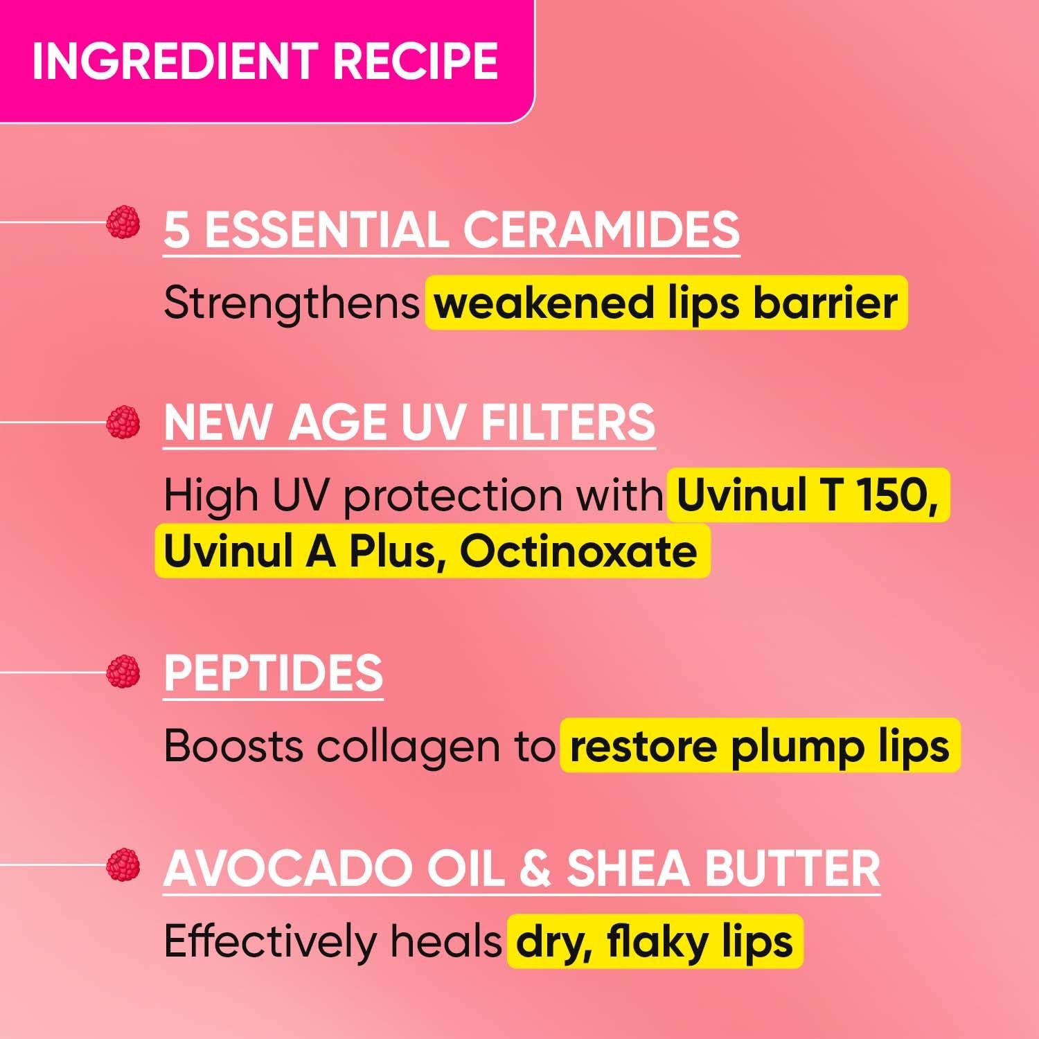 DOT & KEY Dot&Key Ceramide&Peptide Barrier Repair Lip Balm Spf 50,Pa+++ For Normal Skin|Plush Pink|Boosts Collagen&Instantly Plumps Lip|Lip Balm For Women|10Gm - Image 4