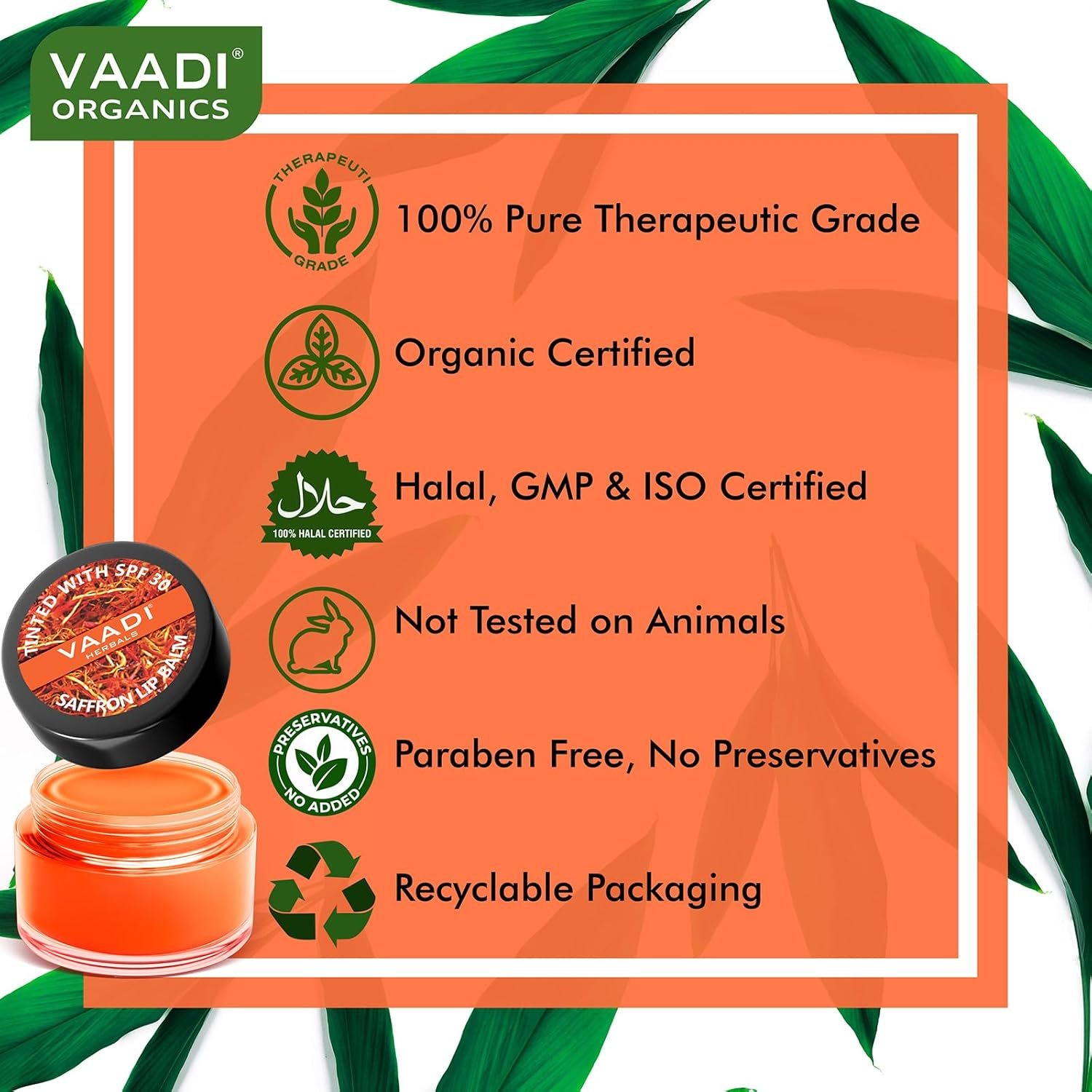 Tinted Saffron Lip Balm with Strawberry Extract, Almond oil & Shea Butter with SPF30 for Dry, Chapped & Sun Damaged Lips (10 gms) - Image 5