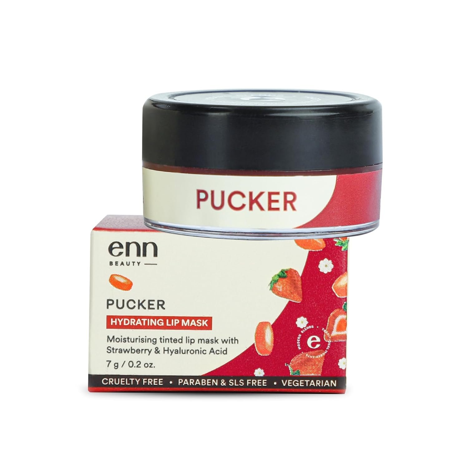 Enn Pucker Hydrating Lip Balm/Mask For Dark Lips, Brightening Dark Lips, Tinted Lip Balm For Women & Men For Dry & Chapped Lips, 7gm