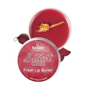 Nat Habit Lip Balm Fresh Beetroot Crush 10gm Lip Butter With Desi Ghee & Raw Honey For Natural Pink Lips, Nourishment, Dark And Chapped Lips – (Pack of 1)