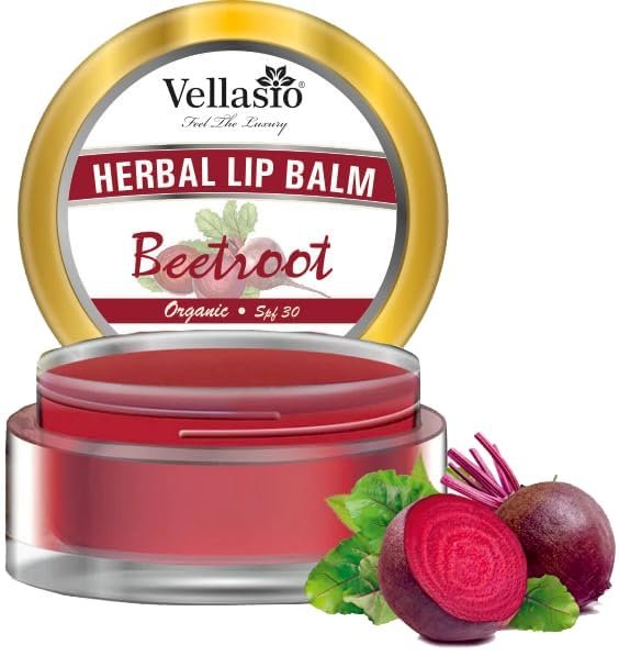 VELLASIO Beetroot Lip Balm For Dark Lips To Lighten With Spf 30, Shea Butter, And Vitamin E Lip Balm Best For Both Women And Men (15Gms), Red