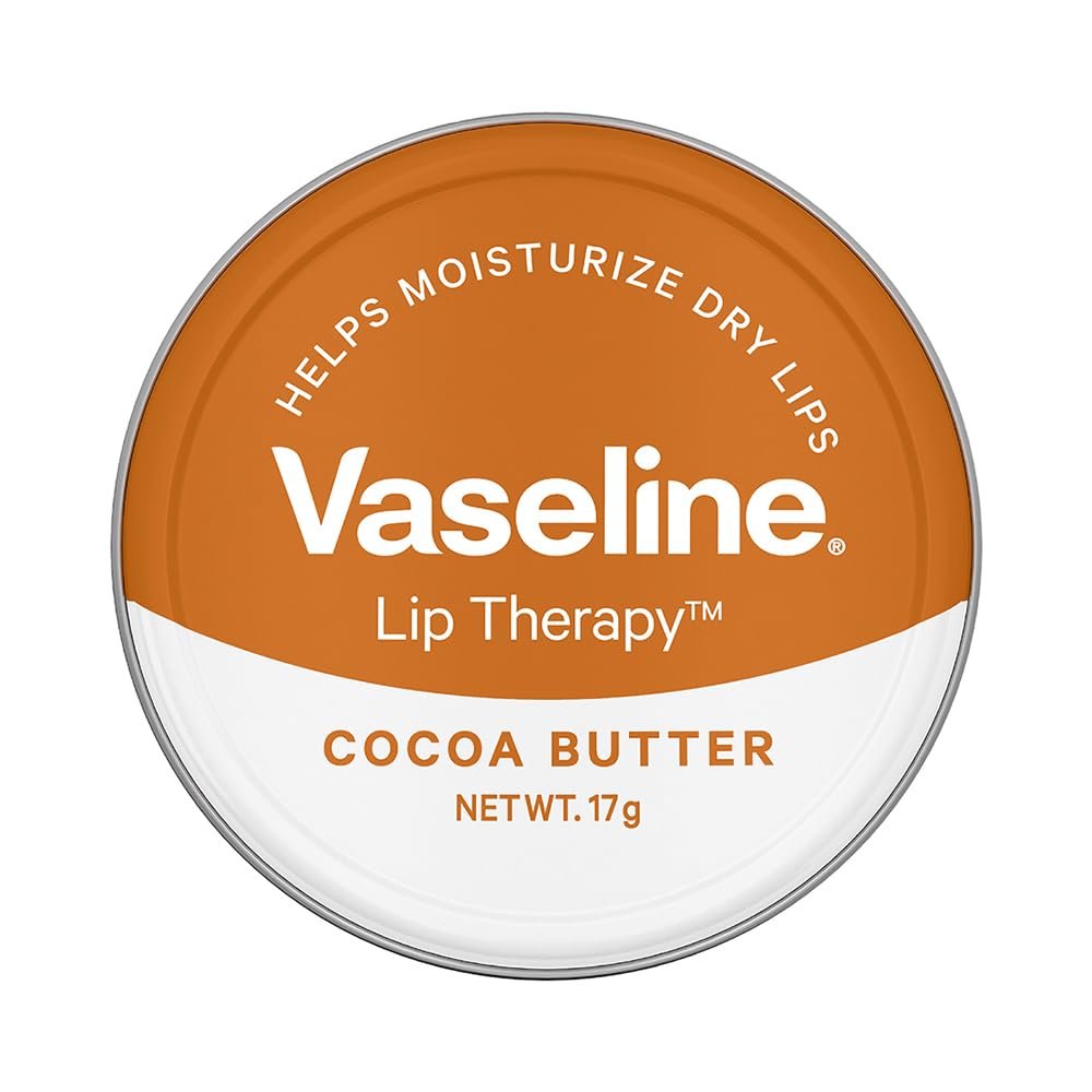 Vaseline Lip Tins Cocoa Butter, 17G|Infused With Cocoa Butter For Hydration & Glossy Shine, Transparent