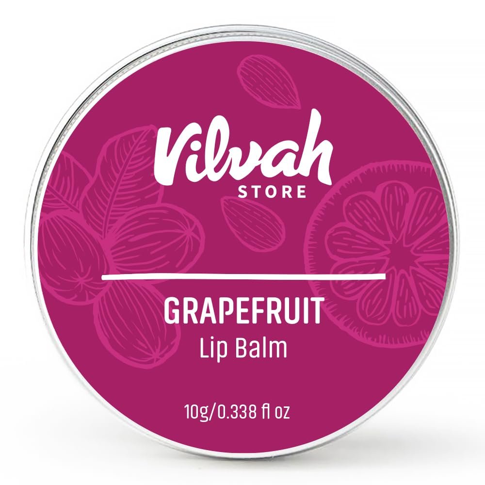 vilvah STORE Grapefruit Lip Balm | For Dry Damaged And Chapped Lips | Moisturizing Lip Balms | Enriched With Shea Butter, Unrefined Beeswax & Essential Oils | 10G (Multicolor )