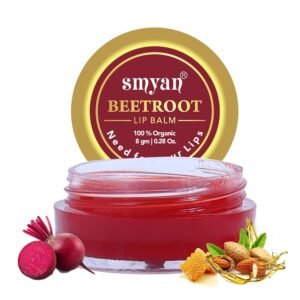 Smyan Beetroot Lip Balm For Women & Men – Organic Lip Balm For Dark Lips To Lighten, Tinted Lip Balm For Dry/Chapped Lips With Honey, Shea Butter, Cocoa Butter & Almond Oil, Women & Men 8g