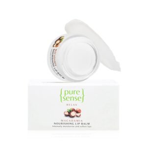 PureSense Macadamia Nourishing Lip Balm for Soft Mosturised & Glossy Lips | Non-Greasy | Prevents Dry & Chapped Lips | Sulphate & Paraben Free | 5g