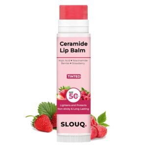 Slouq Tinted Ceramide Lip Balm – Kojic Acid & Niacinamide – SPF50 PA+++ – Lip Lightening & Protection – Non-Sticky & Long Lasting – 5gm (Pack Of 1), Pink