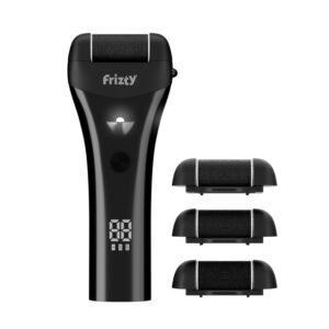Frizty Callus Remover | 1 Year Warranty | Pedicure Kit for Women, Foot Scrubber for Dead Skin, Callus Remover for Feet Electronic, 3 Interchangeable Head Rollers, 3 Speed Modes (Black)
